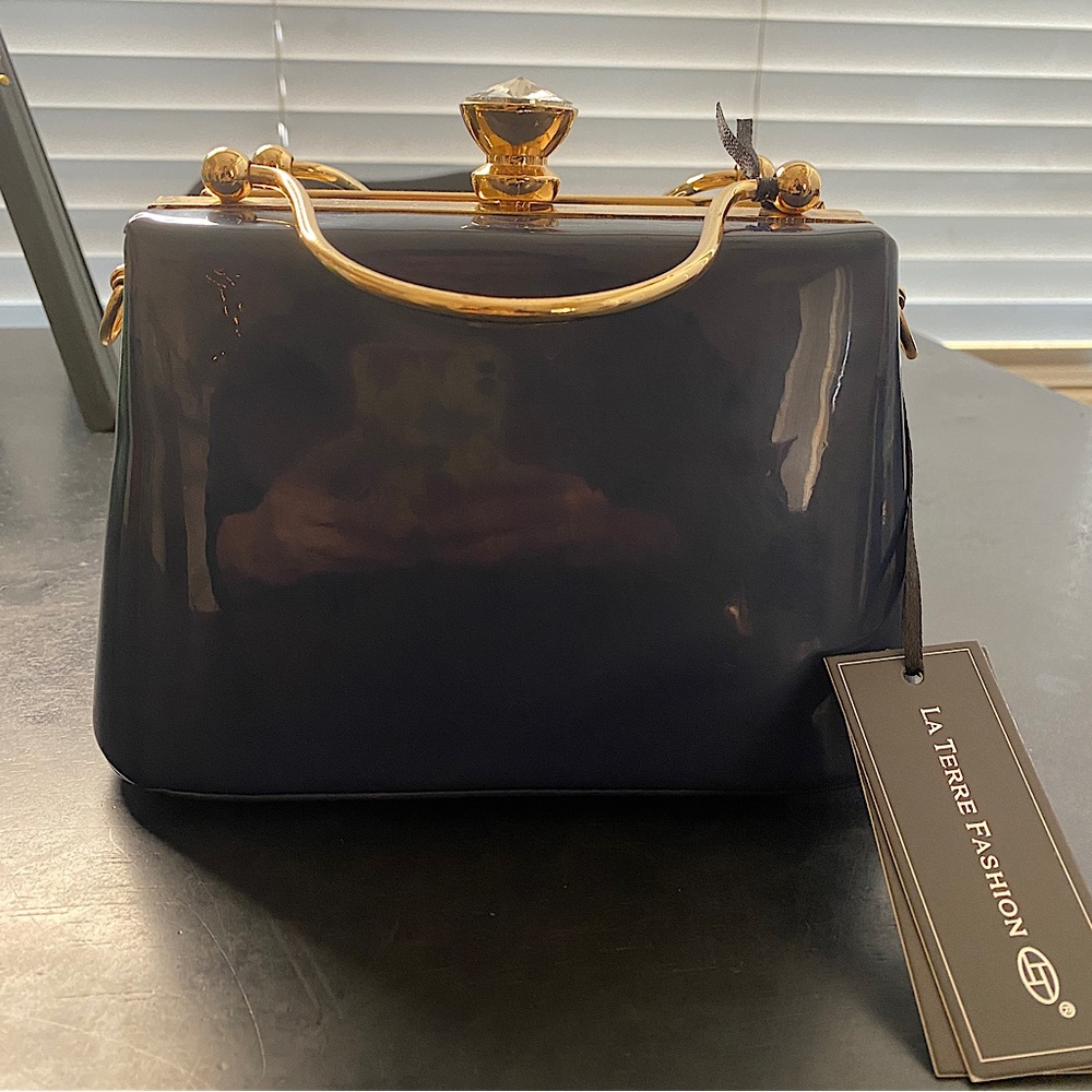 Blue purse with gold - Picture 2 of 8